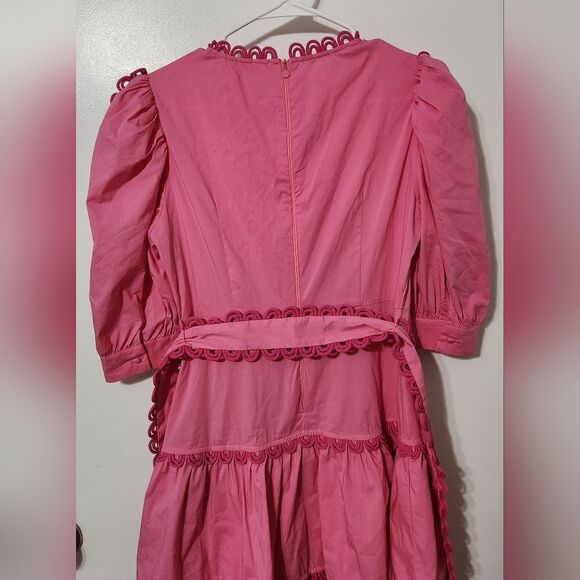 Celia B Azucena Dress Cotton Pink Sundress Flowy Size Small Belted - Picture 8 of 12